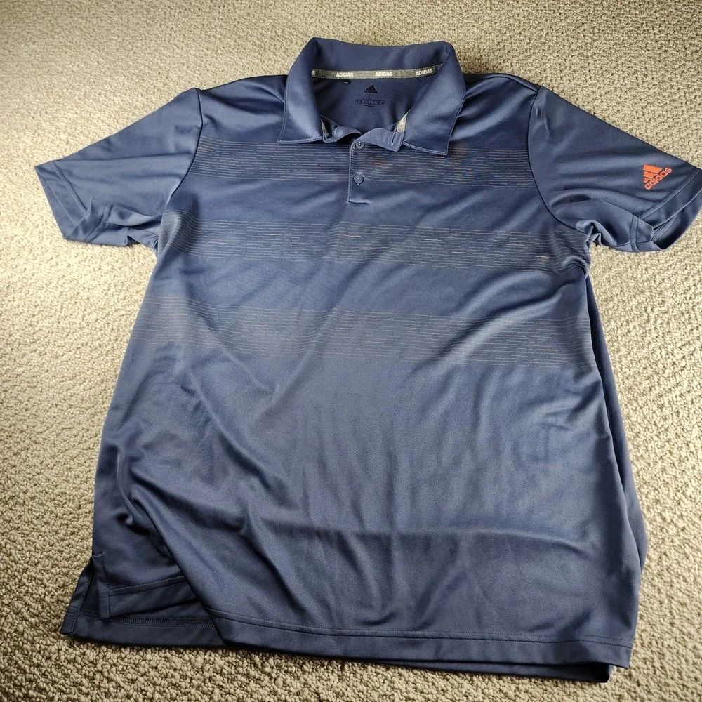 Adidas Polo Shirt Large Golf Performance Breathable Polyester Navy Blue Training